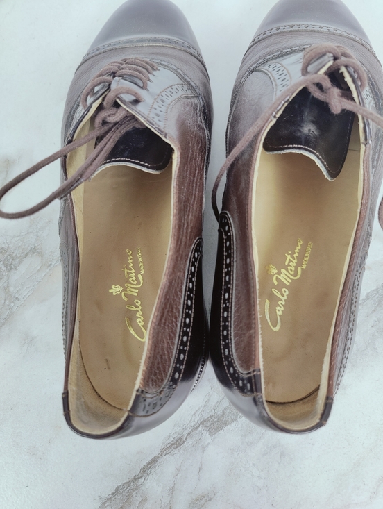 VTG Carlo Martino Italy Men\'s Brown Leather Brogue Oxford Dress Shoes, 8.5W main image 11